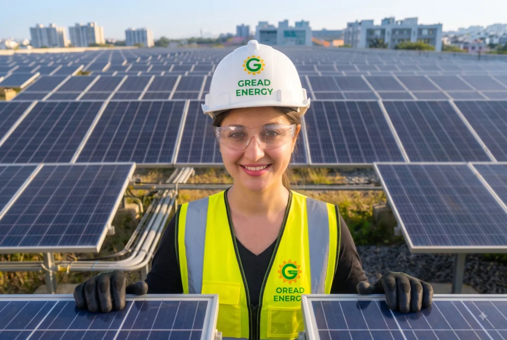 Friendly female solar engineer representing our expert local solar panel installers team.