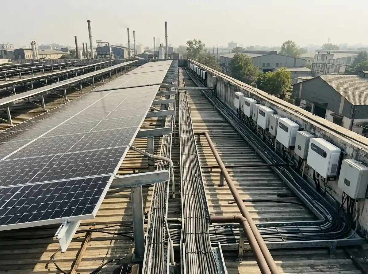 Solar Panel Installation in Surat - Algon Textile 600 kW Industrial Rooftop